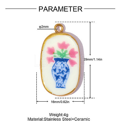 Handmade Porcelain Pendants PR-OY001-02G-1