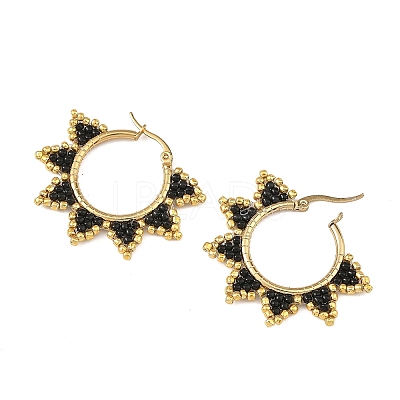 Glass Beaded Hoop Earrings EJEW-MZ00750-1