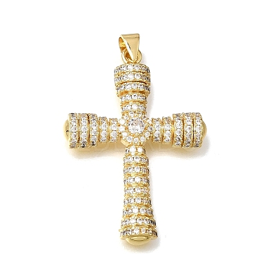Brass Micro Pave Clear Cubic Zirconia Pendants CU-CBA9883-05E-G-1