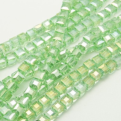Electroplate Glass Beads Strands EGLA-D018-4x4mm-33-1