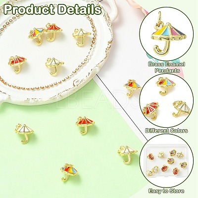 9Pcs 3 Colors Brass Enamel Charms KK-CJ0014-16-1