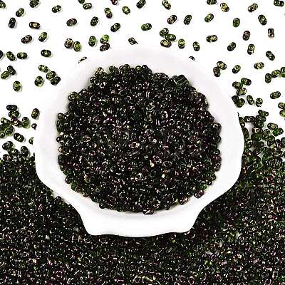 Picasso Spray Painted Glass Seed Beads SEED-T006-04-19-1