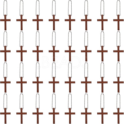 DIY Cross Wood Pendant Decoration Making Kit DIY-GL0004-110-1