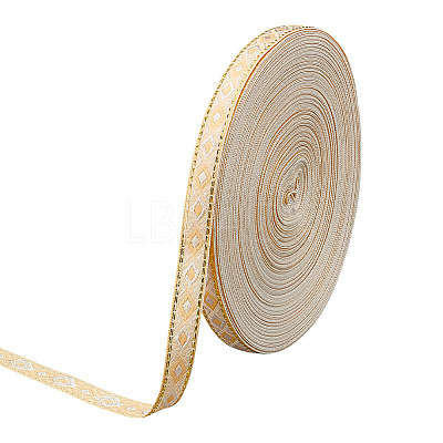 Polyester Rhombus Jacquard Ribbons OCOR-WH0078-128B-1