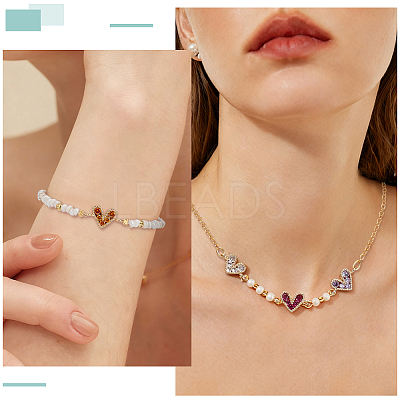 8Pcs 8 Colors Brass Pave Cubic Zirconia Coonector Charms KK-BC0015-60-1