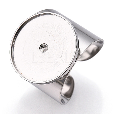 Non-Tarnish 304 Stainless Steel Open Cuff Finger Ring Cabochon Settings X-STAS-T060-03P-1
