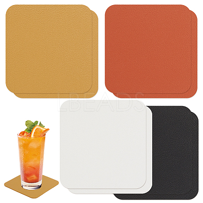 8Pcs 4 Colors PU Leather Cup Mats AJEW-GA0007-74-1