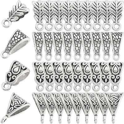 160Pcs 4 Styles Tibetan Style Zinc Alloy Tube Bails TIBE-SP0001-05-1