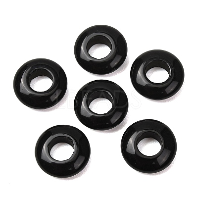Natural Obsidian European Beads G-C134-01J-1
