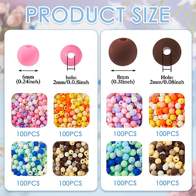 800Pcs 8 Colors Frosted Opaque Acrylic Beads OACR-TA0001-51-1