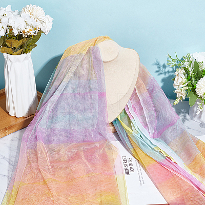 Rainbow Color Gradient Polyester Mesh Fabric DIY-WH0453-84-1