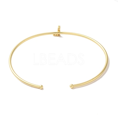 Rack Plating Brass Micro Pave Clear Cubic Zirconia Letter Open Cuff Bangles BJEW-A018-01G-L-1
