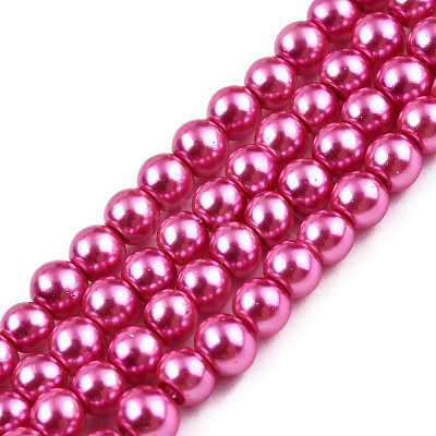 Baking Paint Pearlized Glass Pearl Round Bead Strands HY-Q003-4mm-10-1