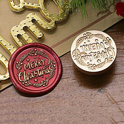 Merry Christmas Series Wax Seal Brass Stamp Head LS-AJEW-M037-01G-05-1