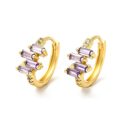 Cubic Zirconia Rectangle Hoop Earrings EJEW-E270-04G-1