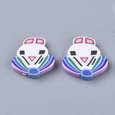 Handmade Polymer Clay Bunny Cabochons X-CLAY-S091-017-1