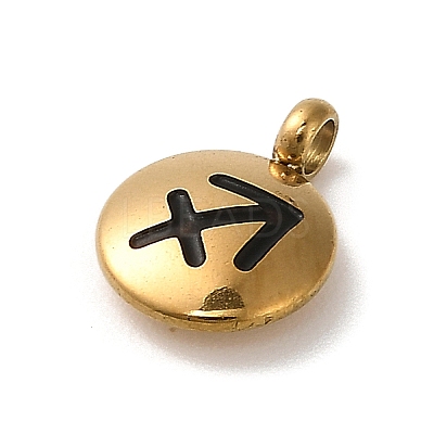 304 Stainless Steel Black Enamel Charms LS-STAS-R009-02G-06-1