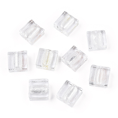 Handmade Silver Foil Lampwork Beads FOIL-S006-12x12mm-11-1