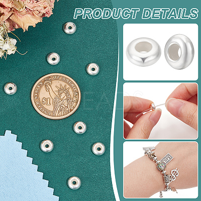 8Pcs Sterling Silver Beads STER-BC0002-48B-S-1