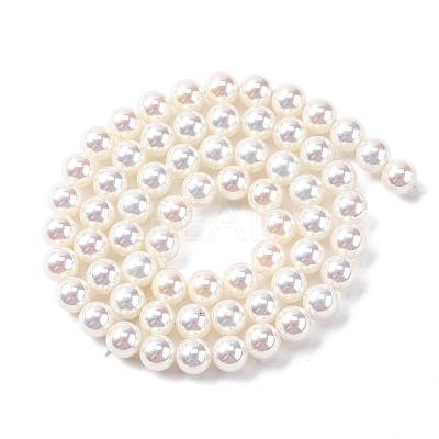 UV Plating Pearlized Glass Pearl Beads Strands GLAA-F128-01A-T1-1