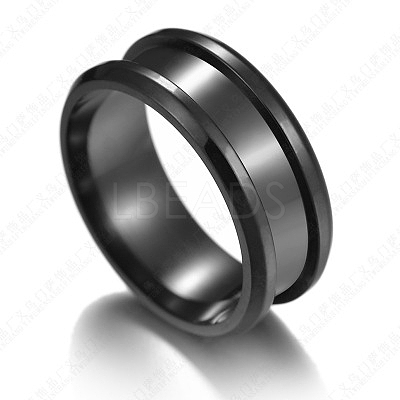 201 Stainless Steel Grooved Finger Ring Settings STAS-TAC0001-10B-B-1