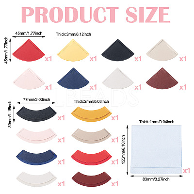16Pcs 16 Styles PU Leather Fan Bookmarks AJEW-TA0002-23-1