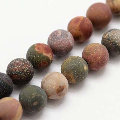 Matte Natural Polychrome Jasper/Picasso Stone/Picasso Jasper Beads Strands X-G-K113-03-4mm-1