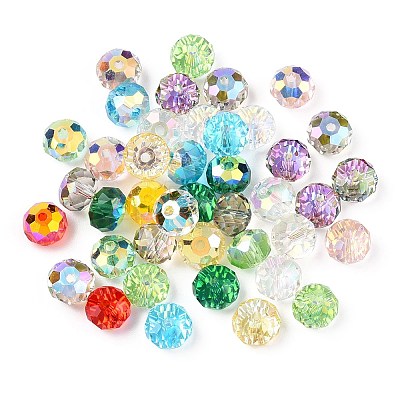 Faceted Transparent Glass Beads GLAA-E047-01B-1