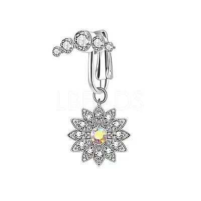 Brass Pave Clear Cubic Zirconia Clip on Belly Rings FS-WG683DA-10-1