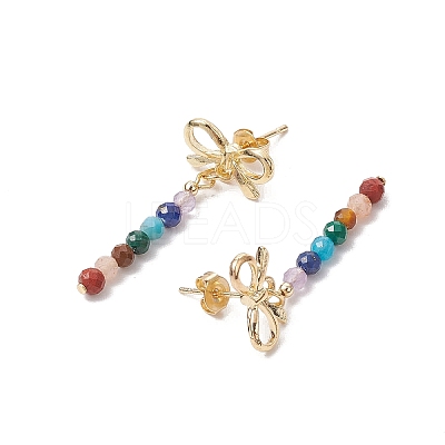 Chakra Bowknot Alloy Dangle Stud Earrings EJEW-JE06378-01-1