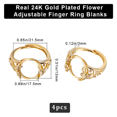 4Pcs Adjustable Brass Ring Components KK-BBC0008-71-1