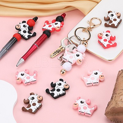 10Pcs 5 Colors Cow Silicone Focal Beads SIL-SC0001-59-1