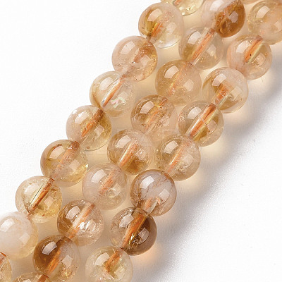 Heated Natural Citrine Beads Strands G-S362-105B-1