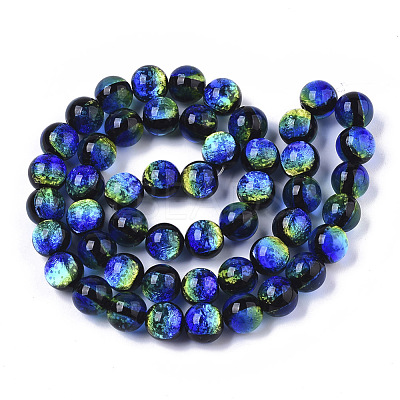Handmade Silver Foil Glass Lampwork Beads Strands FOIL-T003-03B-1