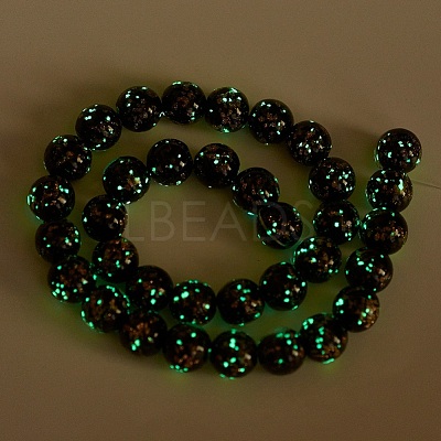 Handmade Gold Sand Lampwork Beads Strands LAMP-P051-L04-12mm-1
