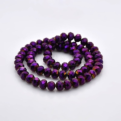 Full Plated Faceted Rondelle Glass Beads Strands GLAA-A024F-FP03-1