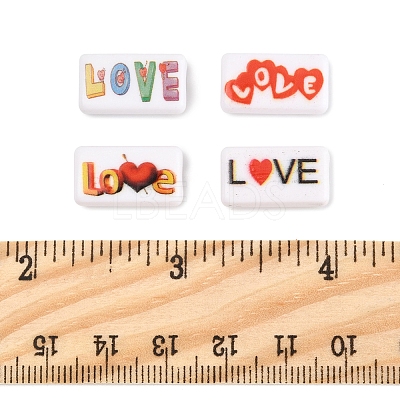 40Pcs 4 Colors Printed Opaque Acrylic Beads OACR-FS0004-05-1