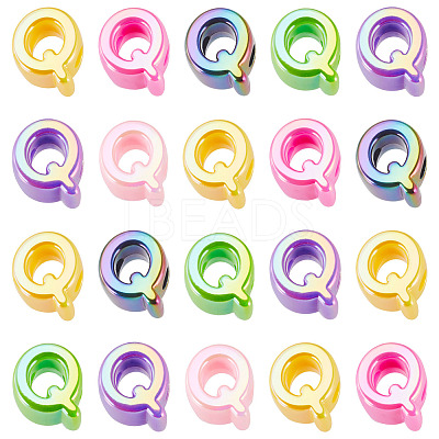 20Pcs UV Plating Opaque Acrylic European Beads OACR-TADJ0001-16Q-1