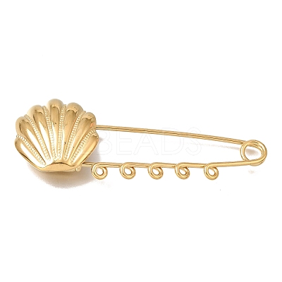 Shell Shape 304 Stainless Steel Safety Pins Brooch Findings SA-CBAB767-06D-G-1