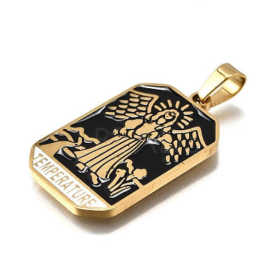 Tarot 304 Stainless Steel Enamel Pendants STAS-M119-09G-G-1