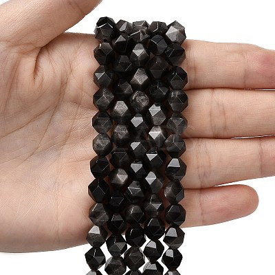 Natural Silver Obsidian Beads Strands G-Z119-A11-02-1