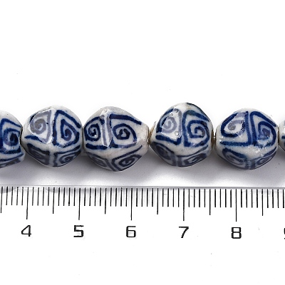 Handmade Blue and White Porcelain Beads Strands PORC-I027-07-1
