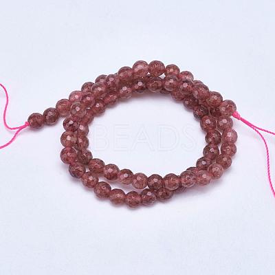 Natural Strawberry Quartz Bead Strands G-P213-09-6mm-1