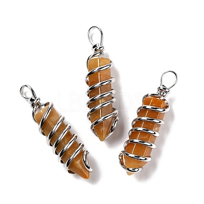 Natural Yellow Aventurine Big Pointed Pendants G-I322-05P-07-1