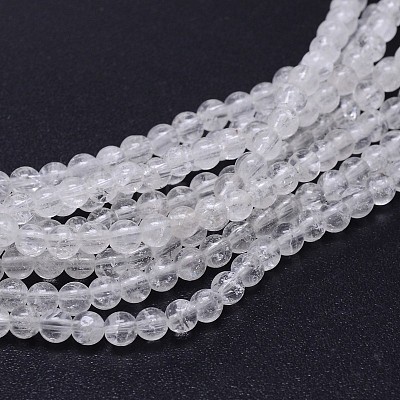 Natural Quartz Crystal Round Beads Strands G-J303-01-6mm-1