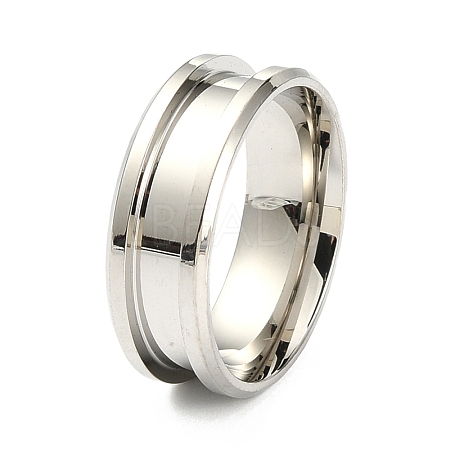 201 Stainless Steel Grooved Finger Ring Settings MAK-WH0007-16P-1
