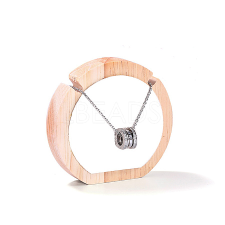 Round Wood Covered with PU Leather One Necklace Display Stands PAAG-PW0008-005A-01-1