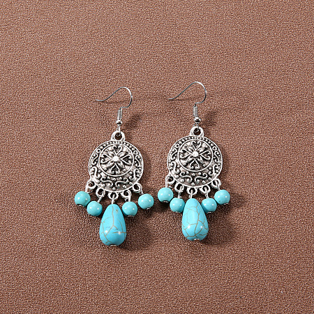 Bohemian tassel turquoise earrings JU8957-30-1