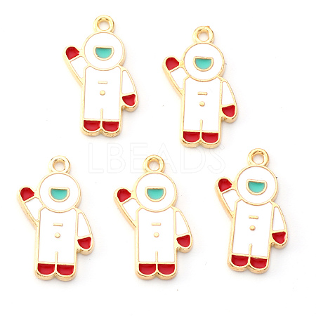 Light Gold Plated Alloy Enamel Pendants X-ENAM-R136-25-1