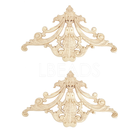 Natural Solid Wood Carved Onlay Applique Craft WOOD-FH0001-28-1